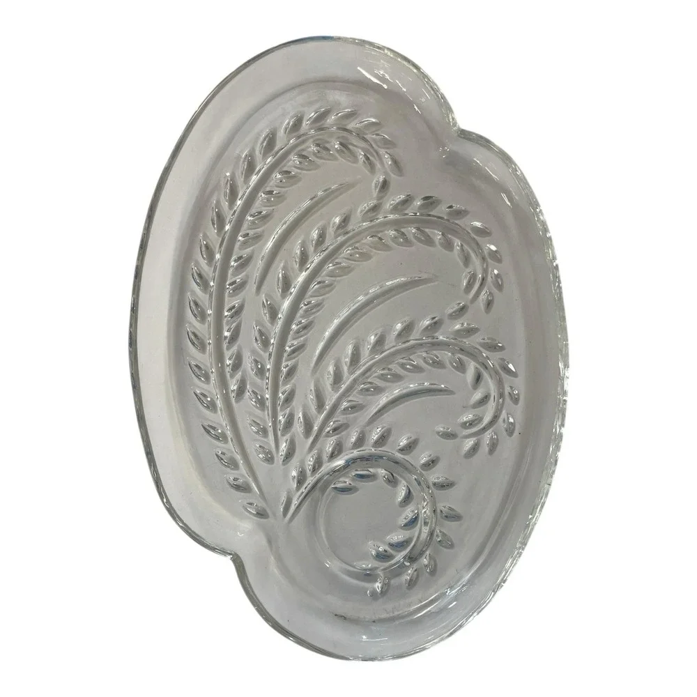 Wheat Sprays Swirls‎ Glass Snack Plate Trays